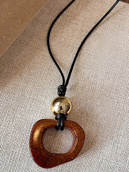 Long Sweater Necklace With Resin Camel Bone Pendant