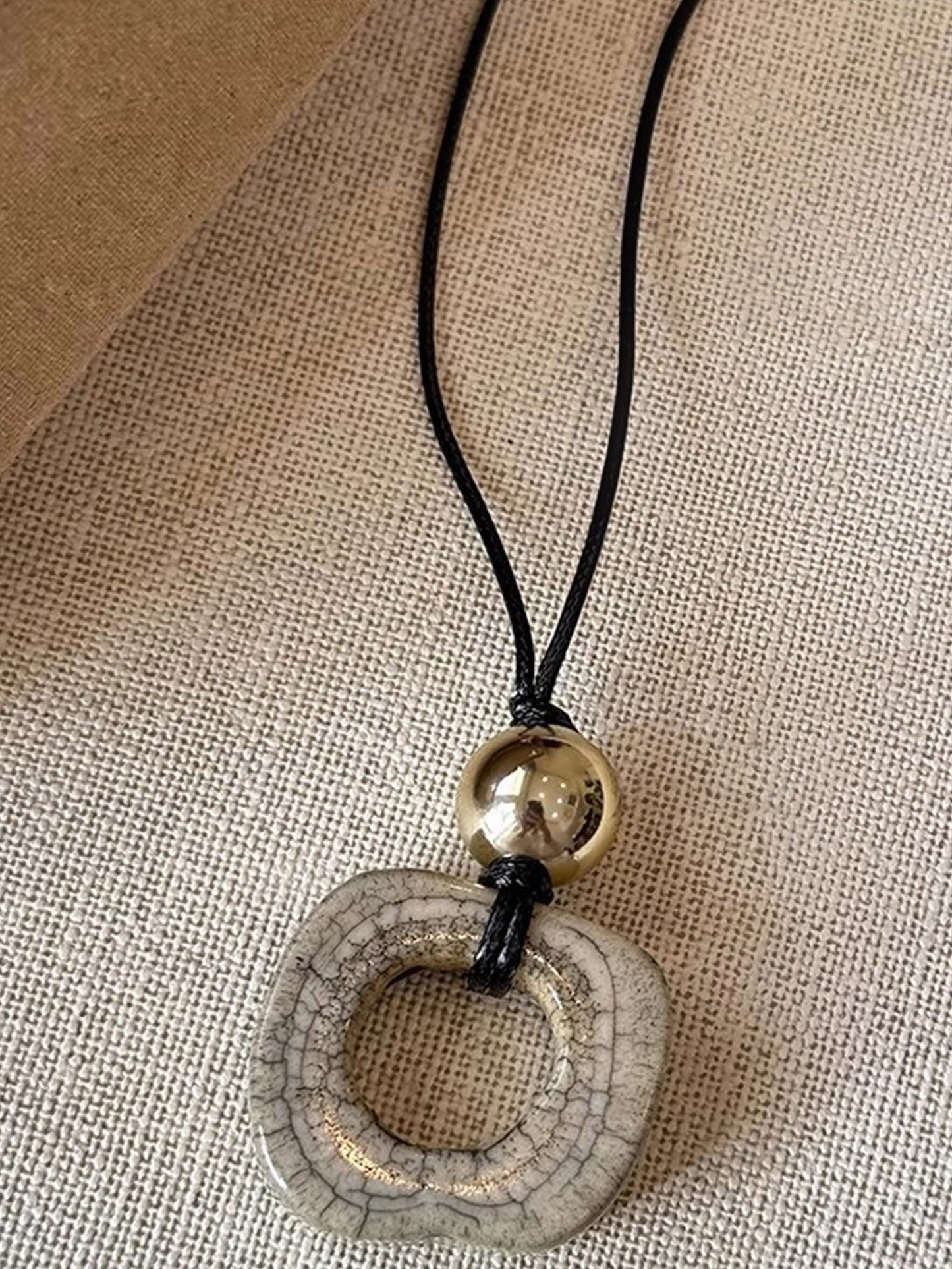Long Sweater Necklace With Resin Camel Bone Pendant