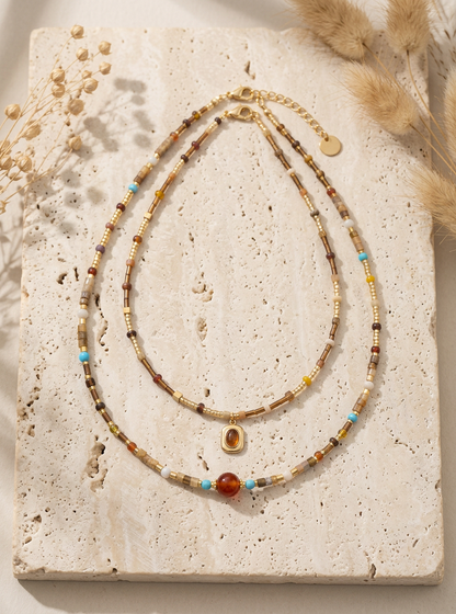 Natural Stone Boho Jewelry Choker Necklace