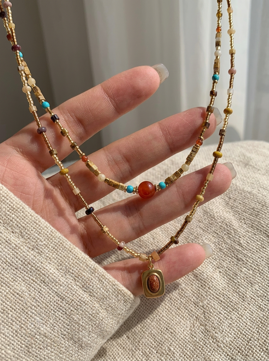 Natural Stone Boho Jewelry Choker Necklace