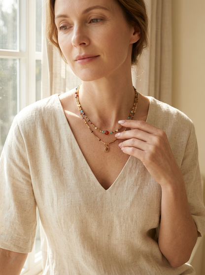 Natural Stone Boho Jewelry Choker Necklace