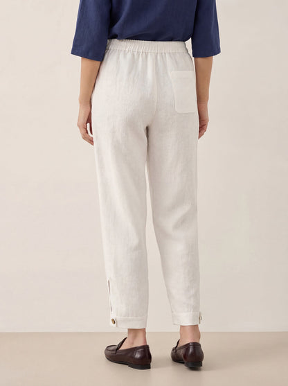 100% Linen Straight-Leg Pants with Elastic Waist PATRICE