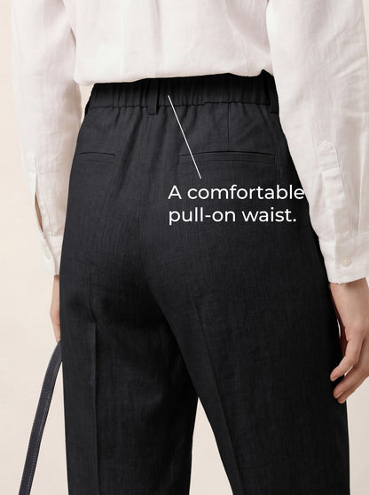 Linen Tailored Straight Full Length Pants LANDON