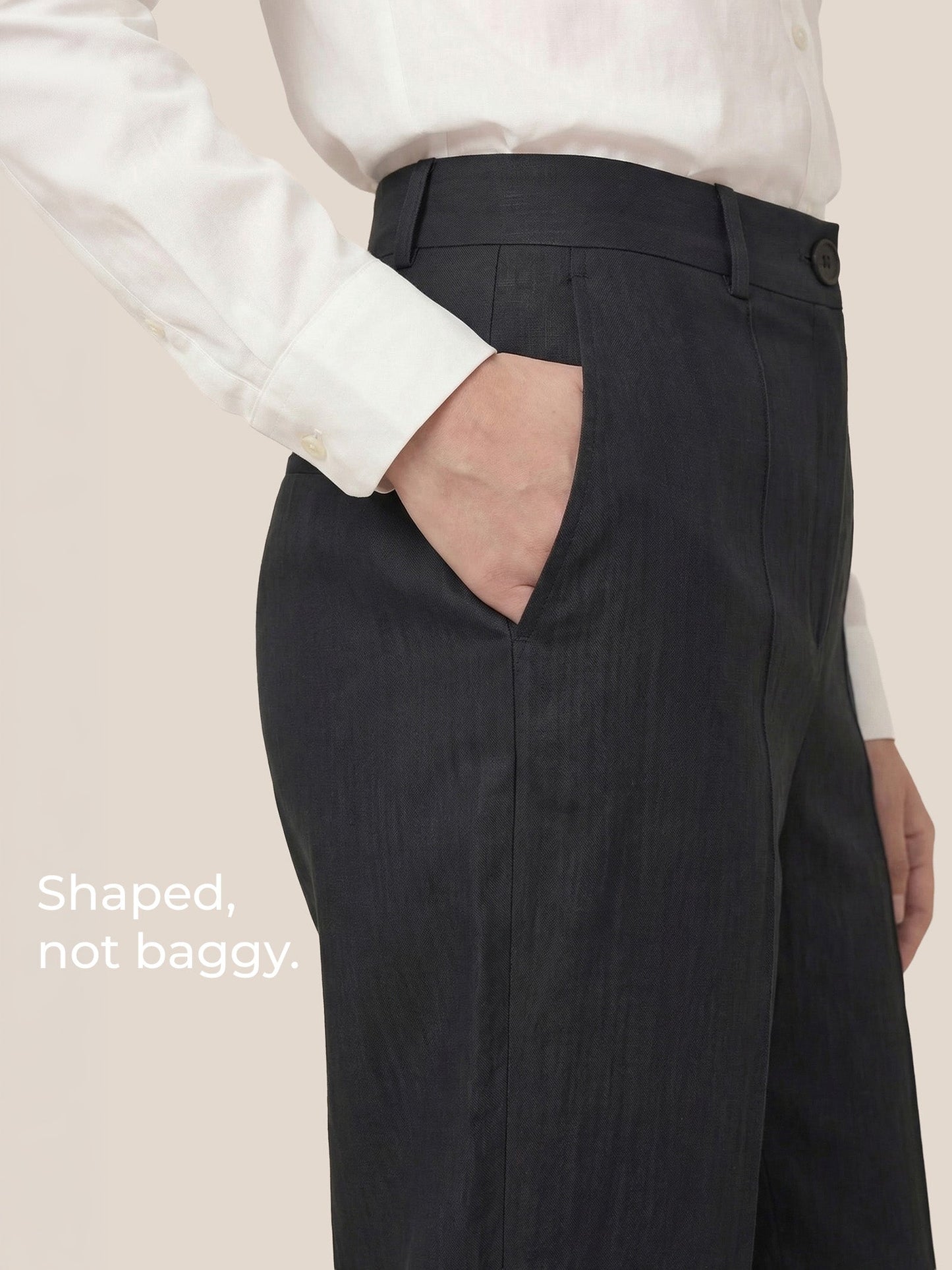 Linen Tailored Straight Full Length Pants LANDON