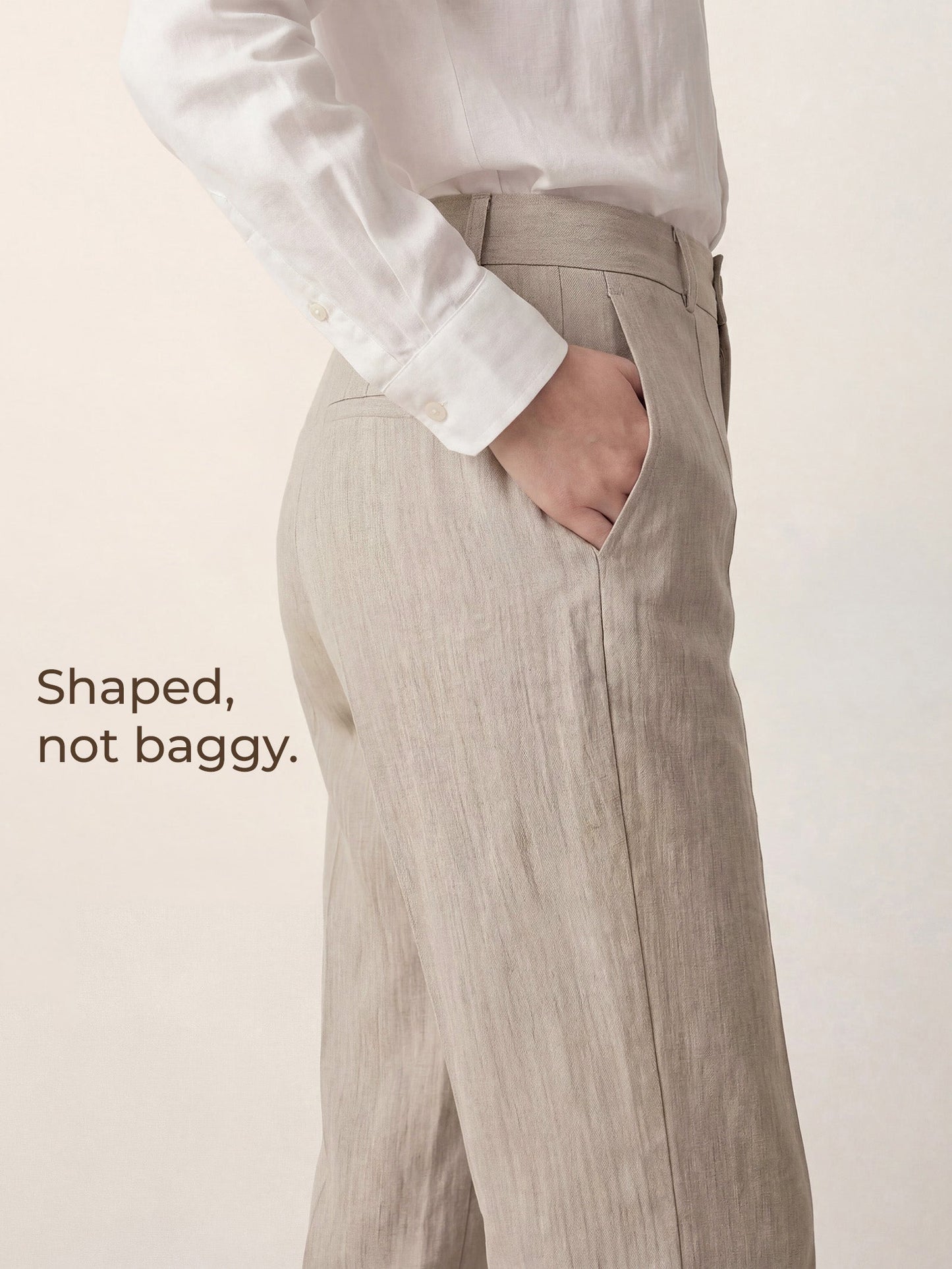 Linen Tailored Wide Leg Full Length Pants LEIGHTON