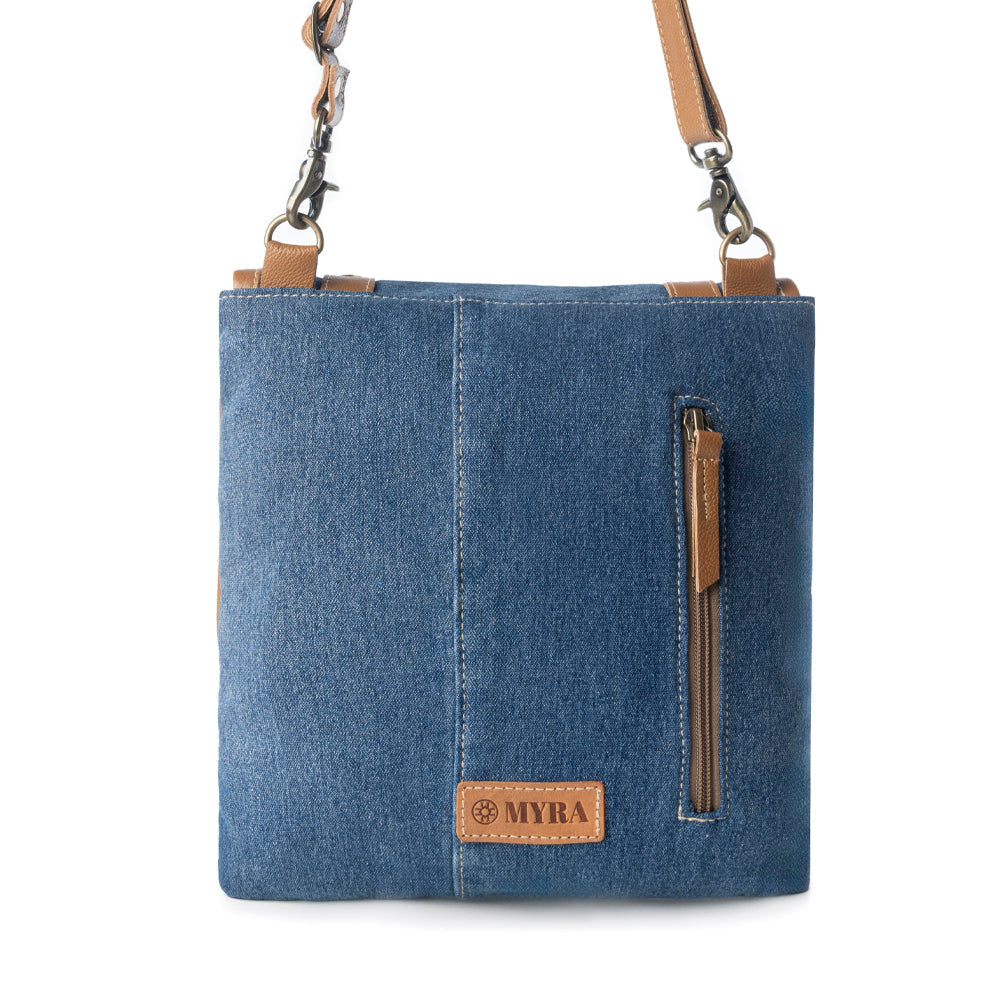 Myra Dustrider upcycled canvas vintage style Concealed-Carry bag for Women in denim blue with leather