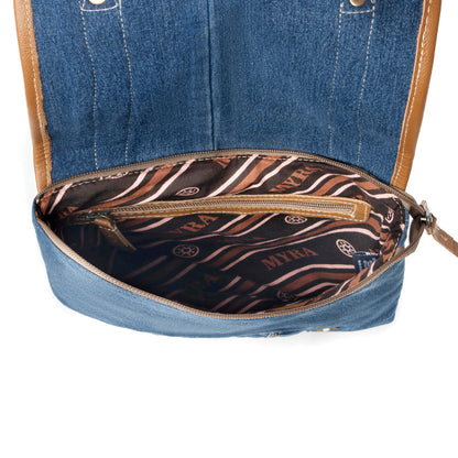 Myra Dustrider upcycled canvas vintage style Concealed-Carry bag for Women in denim blue with leather