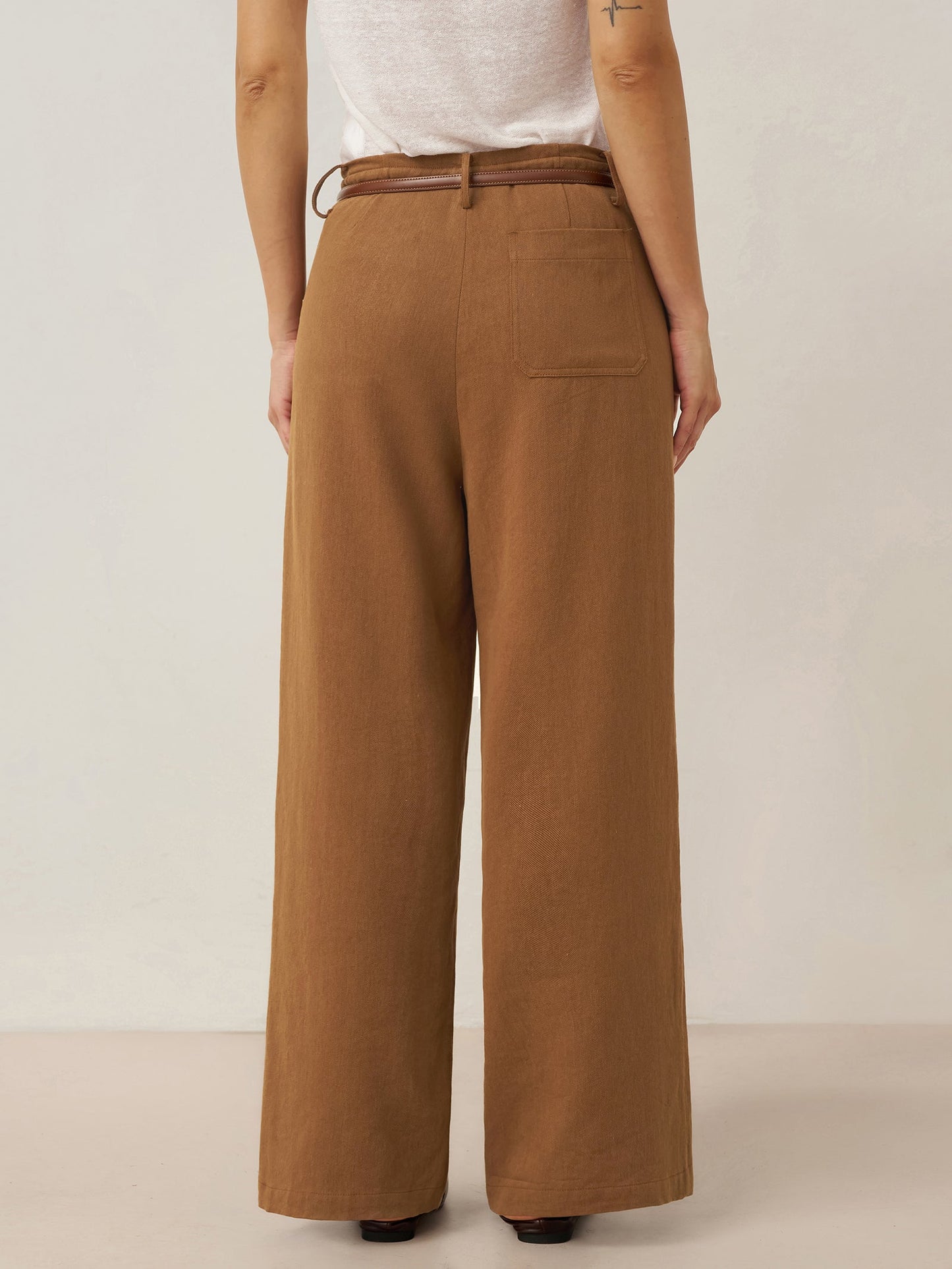 Lyocell Linen Drawstring Straight Leg Pants RACHEL