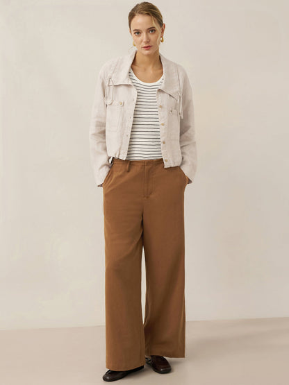 Lyocell Linen Drawstring Straight Leg Pants RACHEL