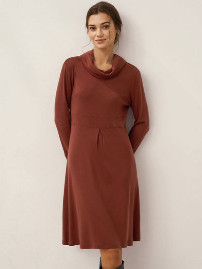 Lyocell Wool Draped Neck Stretch Mini Dress KIRA