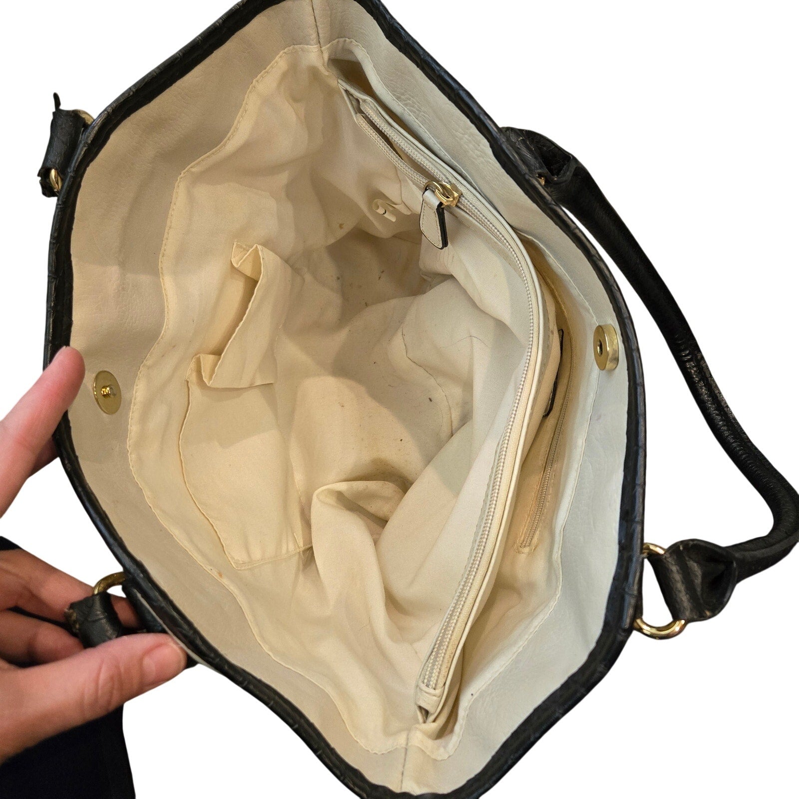 APT. 9 Cream/White with Black Trim Shoulder Bag/Tote Bag