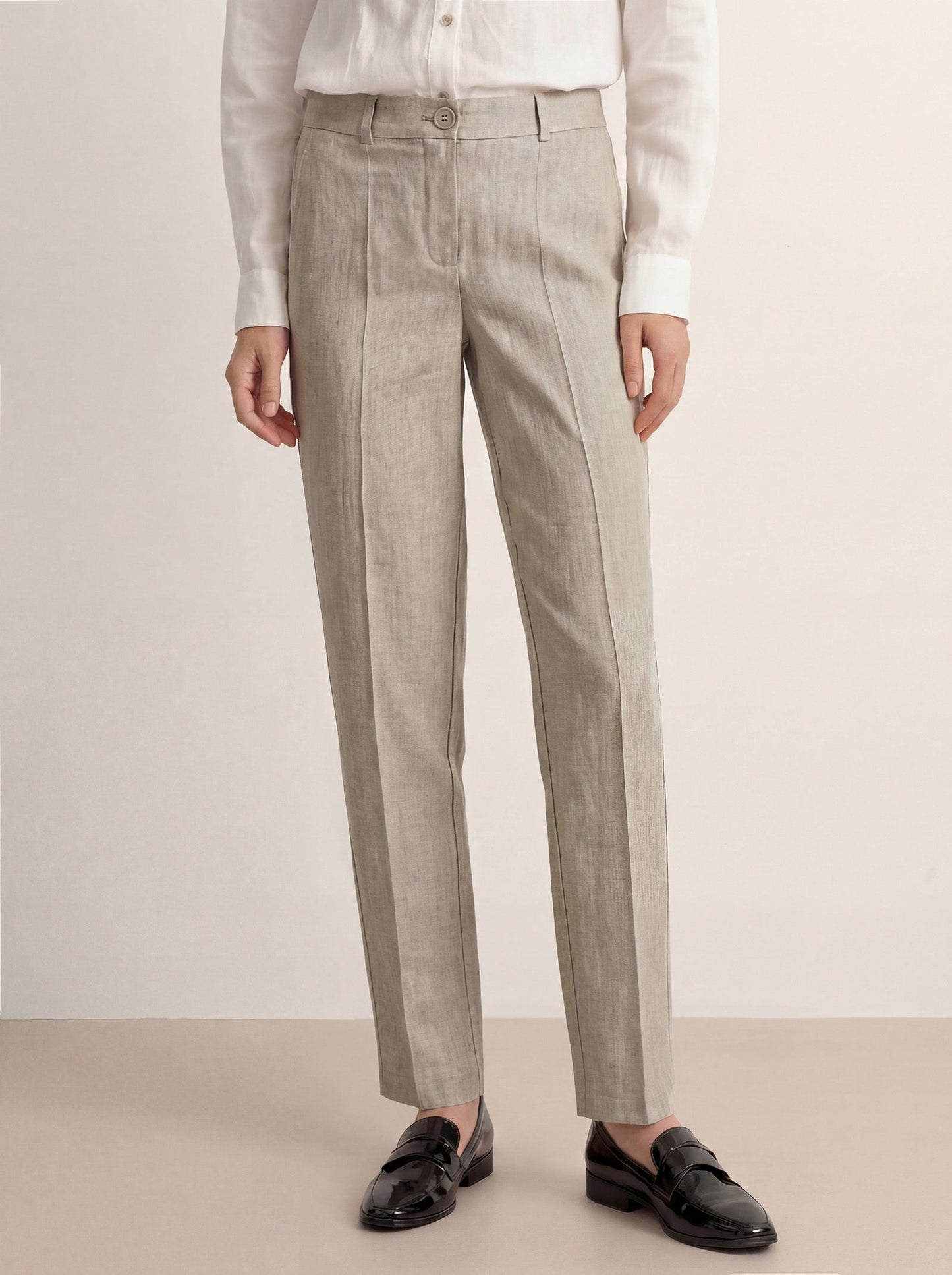 Linen Tailored Straight Full Length Pants LANDON