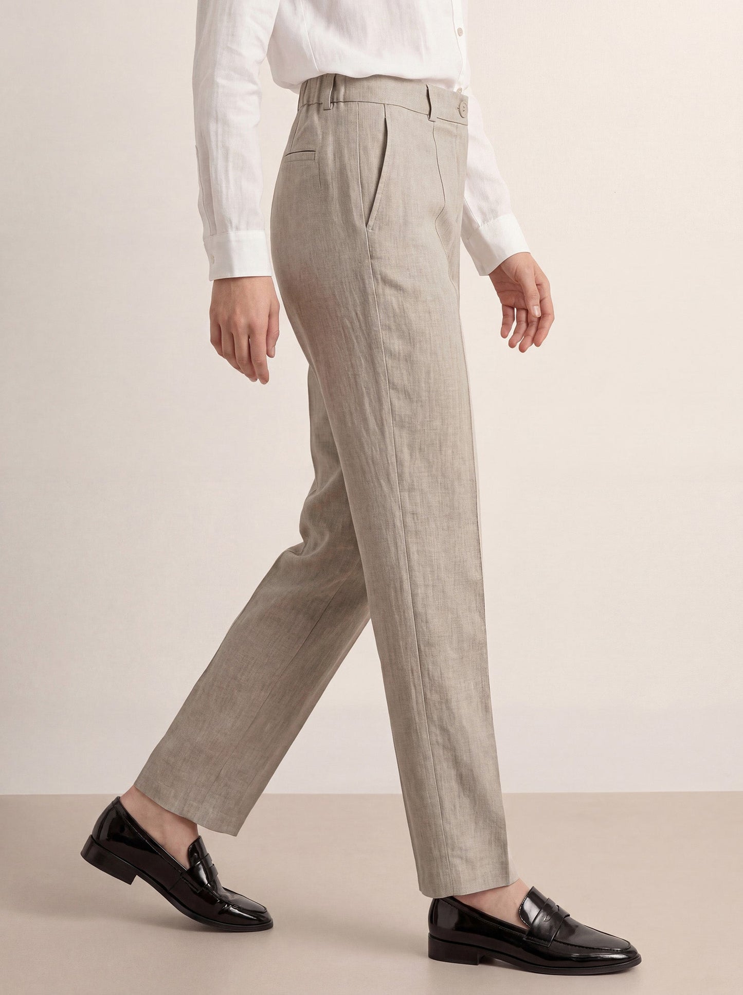 Linen Tailored Straight Full Length Pants LANDON