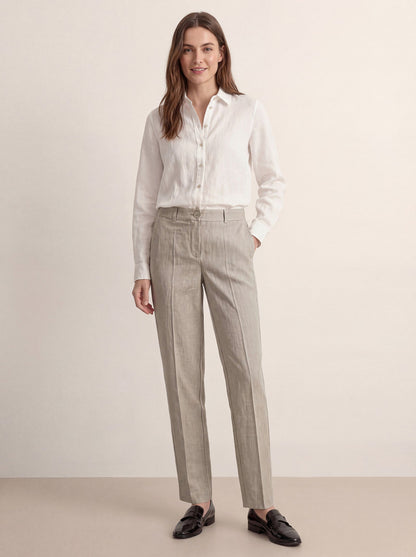 Linen Tailored Straight Full Length Pants LANDON