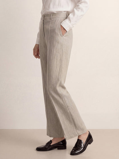 Linen Tailored Wide Leg Full Length Pants LEIGHTON