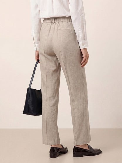 Linen Tailored Wide Leg Full Length Pants LEIGHTON