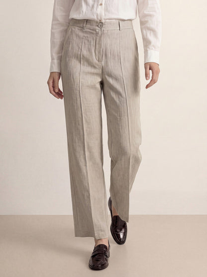 Linen Tailored Wide Leg Full Length Pants LEIGHTON