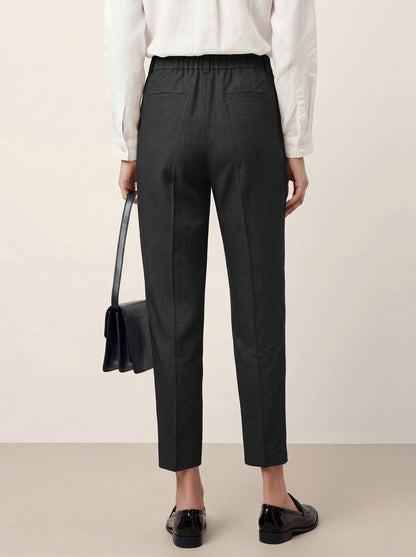 Linen Tailored Straight Cropped Pants LOGAN
