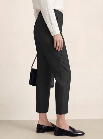 Linen Tailored Straight Cropped Pants LOGAN