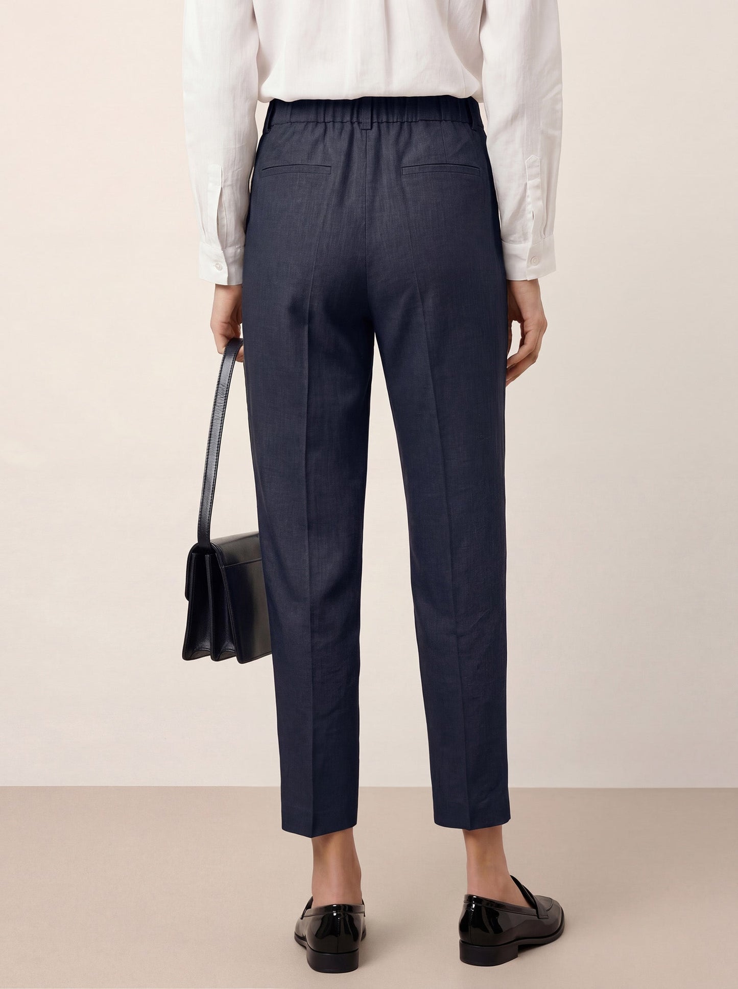 Linen Tailored Straight Cropped Pants LOGAN