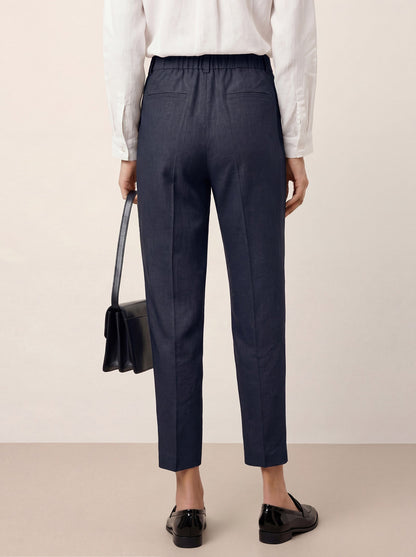 Linen Tailored Straight Cropped Pants LOGAN