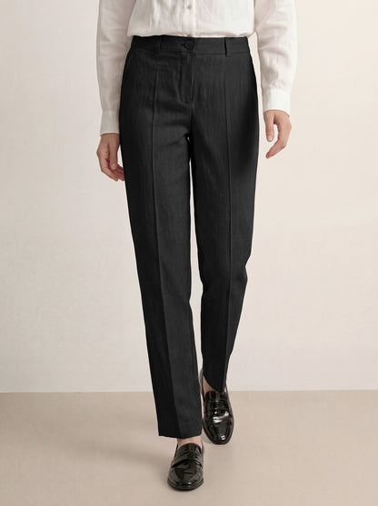 Linen Tailored Straight Full Length Pants LANDON