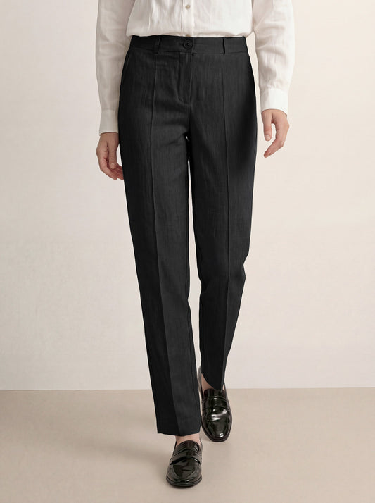 Linen Tailored Straight Full Length Pants LANDON