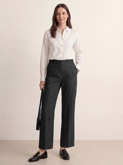 Linen Tailored Wide Leg Full Length Pants LEIGHTON