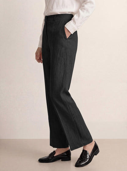 Linen Tailored Wide Leg Full Length Pants LEIGHTON