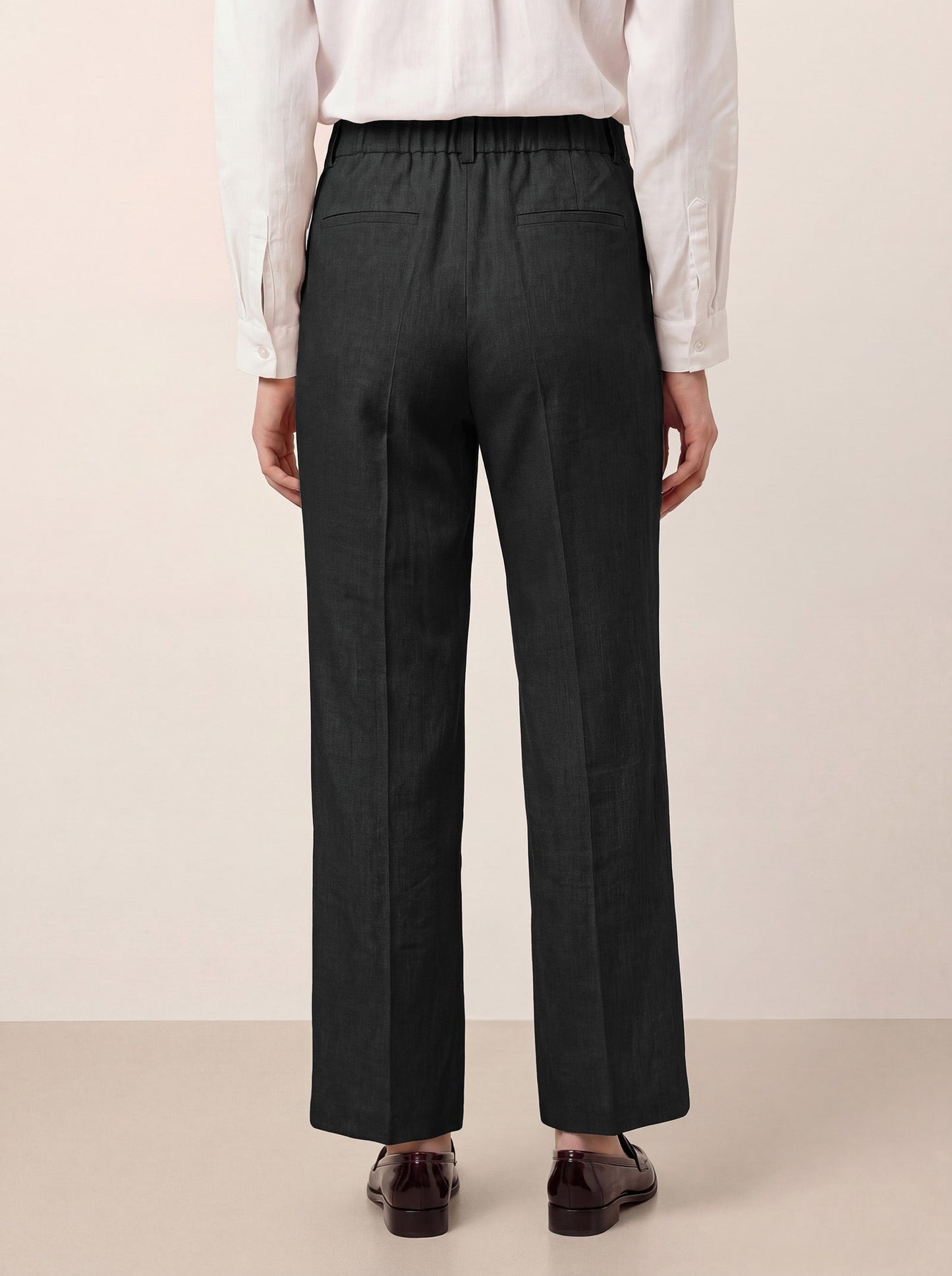 Linen Tailored Wide Leg Full Length Pants LEIGHTON