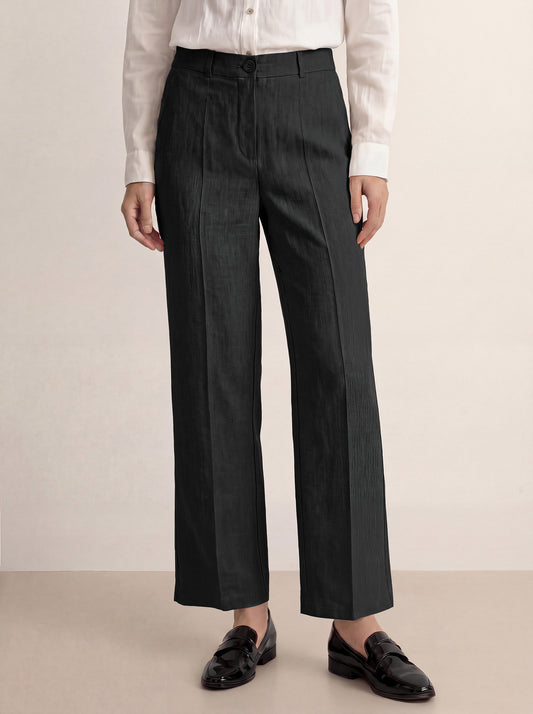 Linen Tailored Wide Leg Full Length Pants LEIGHTON