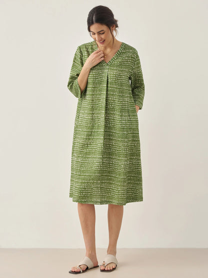 100% Linen V-Neck Dot Mini Dress LIRA