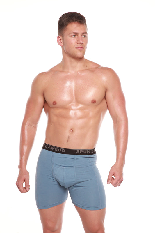 Men's Bamboo Viscose Boxer Briefs Underwear Steel Blue Color - 5-pack